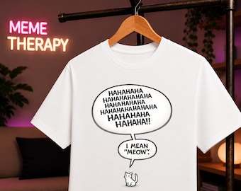 I Mean Meow Cat Shirt, Funny Introvert Cat Meme T-Shirt, Social Anxiety Cat Tee, Awkward Cat Graphic Shirt