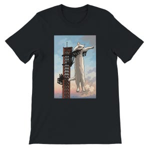 Long Cat SpaceX Rocket Meme Shirt, Funny Space Cat T-Shirt, Internet Meme Tee, Space Launch Cat Graphic, Nerd Gift image 7