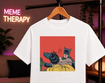 Batman Slapping Robin Meme T-Shirt, Funny Comic Meme Shirt, Slap Meme Tee, Retro Comic Humor Gift, Internet Meme T-Shirt