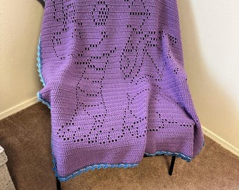 Menace- Handmade Filet Crochet Dragon Baby Blanket