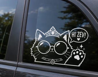 Hi Zev Princess Donut Car Window Decal – Princess Donut Crowned Cat Sticker - Dungeon Crawler Carl Decals (UV DTF)