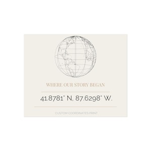 Custom Coordinates Print, Where Story Began, Anniversary Wedding Gift, Location Map Poster