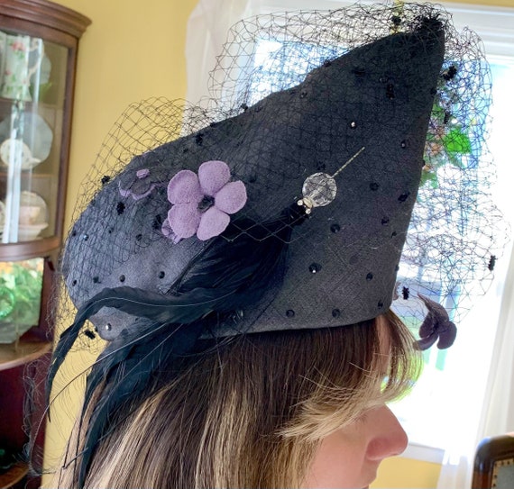 Vintage purple fascinator hat - image 2