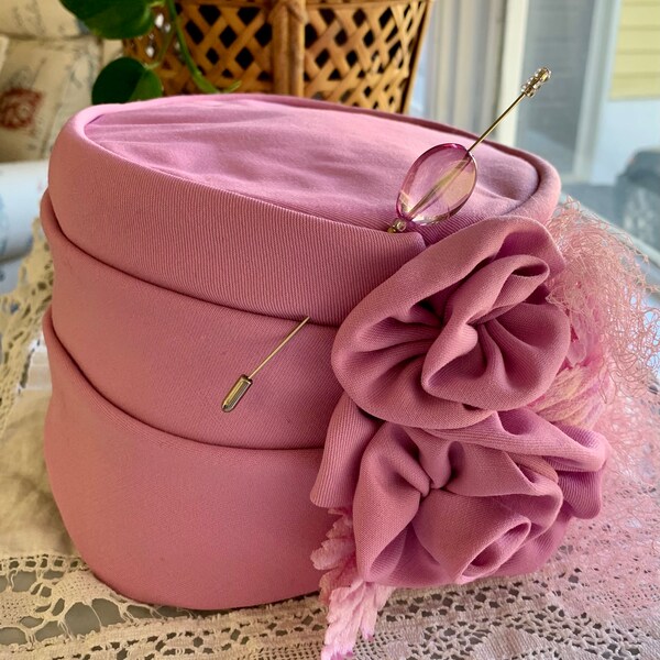 Pink Pillbox Hat Etsy