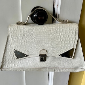 Vintage white leather handbag