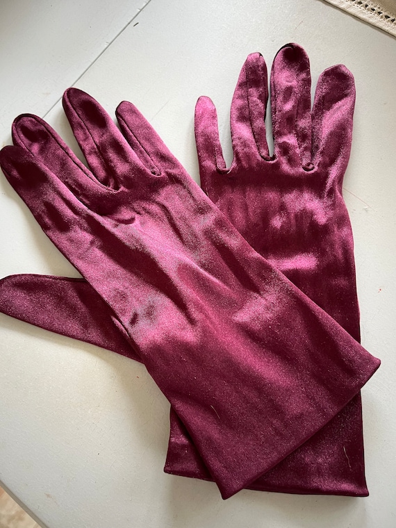 Vintage Magenta satin gloves