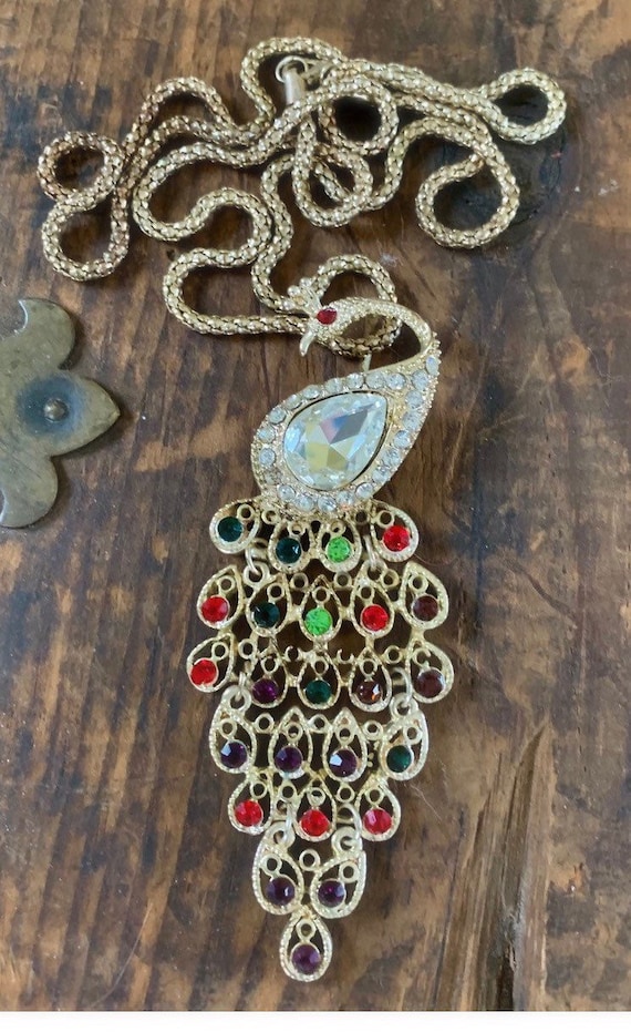 vintage peacock necklace - Gem