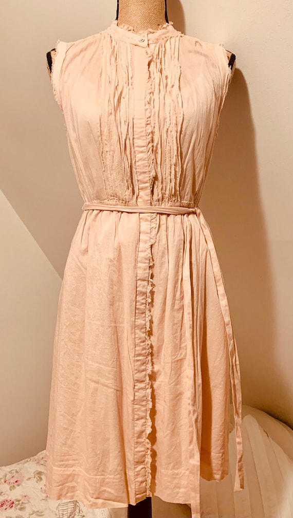 Vintage pale pink button up cotton dress