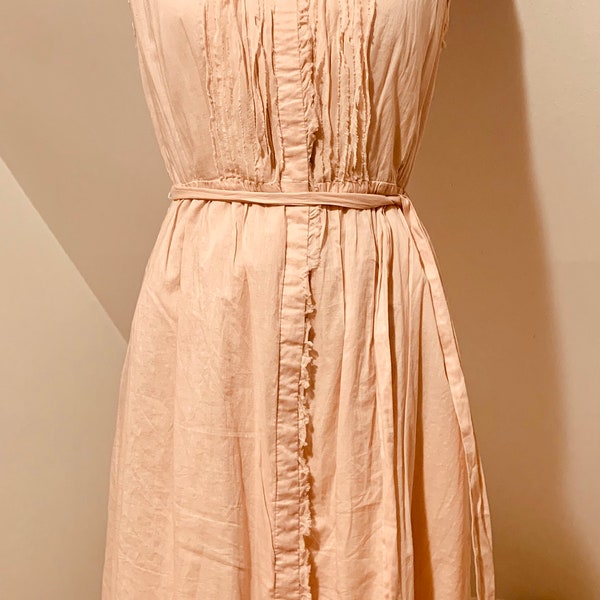 Vintage pale pink button up cotton dress
