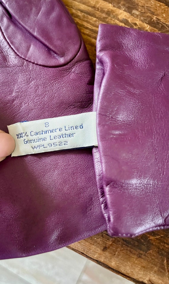 Vintage Lord & Taylor magenta cashmere and leathe… - image 2