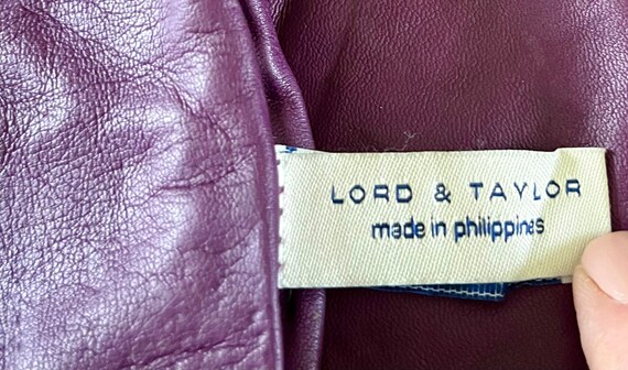 Vintage Lord & Taylor magenta cashmere and leathe… - image 5