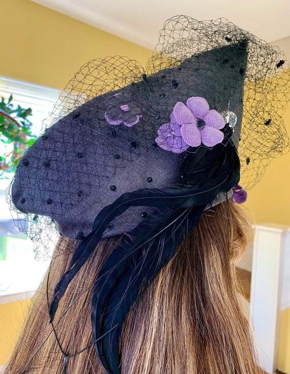 Vintage purple fascinator hat - image 1