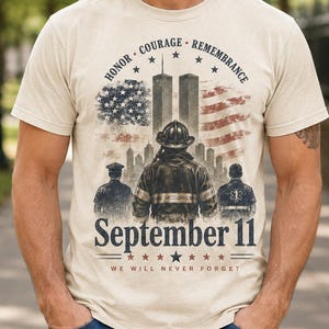 9/11 25th Anniversary Memorial Firefighter Shirt - Never Forget 9-11-2001 Tribute Tee - FDNY Police EMS Patriotic T-Shirt