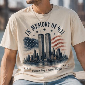 Never Forget 9/11 Memorial T-Shirt, Patriotic American Flag Tribute Tee