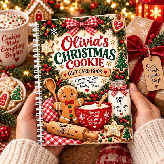 Personalized Christmas Cookie Gift Card Book, Baker Christmas Gift, Baking Lover Gift Card Holder, Holiday Gift for Cookie Lover