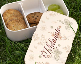 Gepersonaliseerde bento-lunchbox | Bloemenmonogram