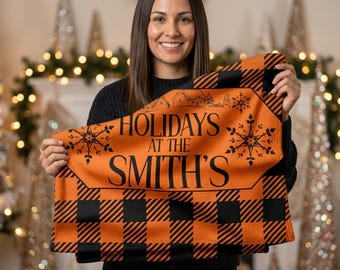 Op maat gemaakte feestdagendeken van Sherpa-fleece bij The Smiths | Feestelijke plaid met buffelruitpatroon