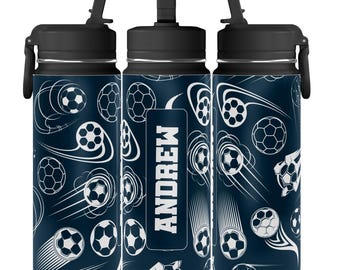Personalized Soccer Water Bottle with Kids Name | Custom Hydration Gift 20oz