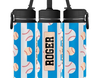 Gepersonaliseerde honkbal waterfles met naam | 590 ml mini sportfles, ideaal voor de start van het schooljaar of als kindercadeau
