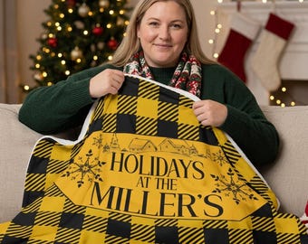 Gepersonaliseerde vakanties bij de familie Miller met Sherpa-deken | Geelzwart buffelruitpatroon