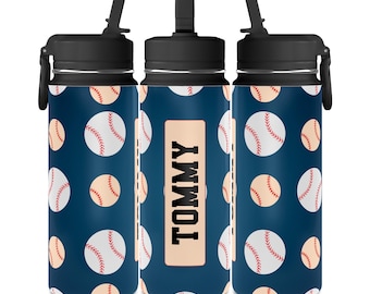 Gepersonaliseerde honkbal waterfles met naam | 590 ml mini sportfles, ideaal voor de start van het schooljaar of als kindercadeau
