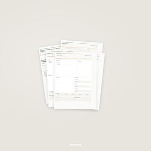 Peut inclure: Une pile de feuilles de papier blanc présentant des modèles organisationnels imprimés. Le document supérieur est intitulé Debt Tracker et comprend des sections pour le nom de la dette, le solde et les détails de paiement, avec une mise en page épurée.