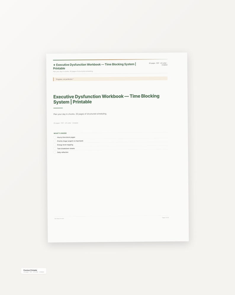 Uitvoerende disfunctie Tijdsblokkering | ADHD dagelijks uurschemaplanner afbeelding 2