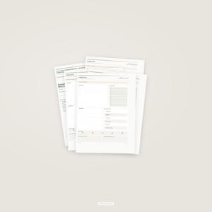May include: A stack of white paper sheets featuring a daily planner layout with black text and lines. The top sheet is titled A Daily Focus and includes sections for tasks, priorities, notes, and a schedule, with small orange icons at the bottom.