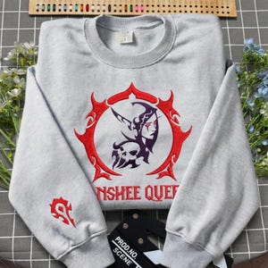 Banshee Queen Sweatshirt mit Stickerei, Sylvanas Windrunner Hoodie, Horde Gamer Bekleidung, Geschenk für Dark Fantasy RPG-Fans.