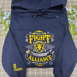 WoW Alliance-huvtröja, broderad WoW-tröja, för Alliance-present till gamer, Horde vs Alliance-kläder.
