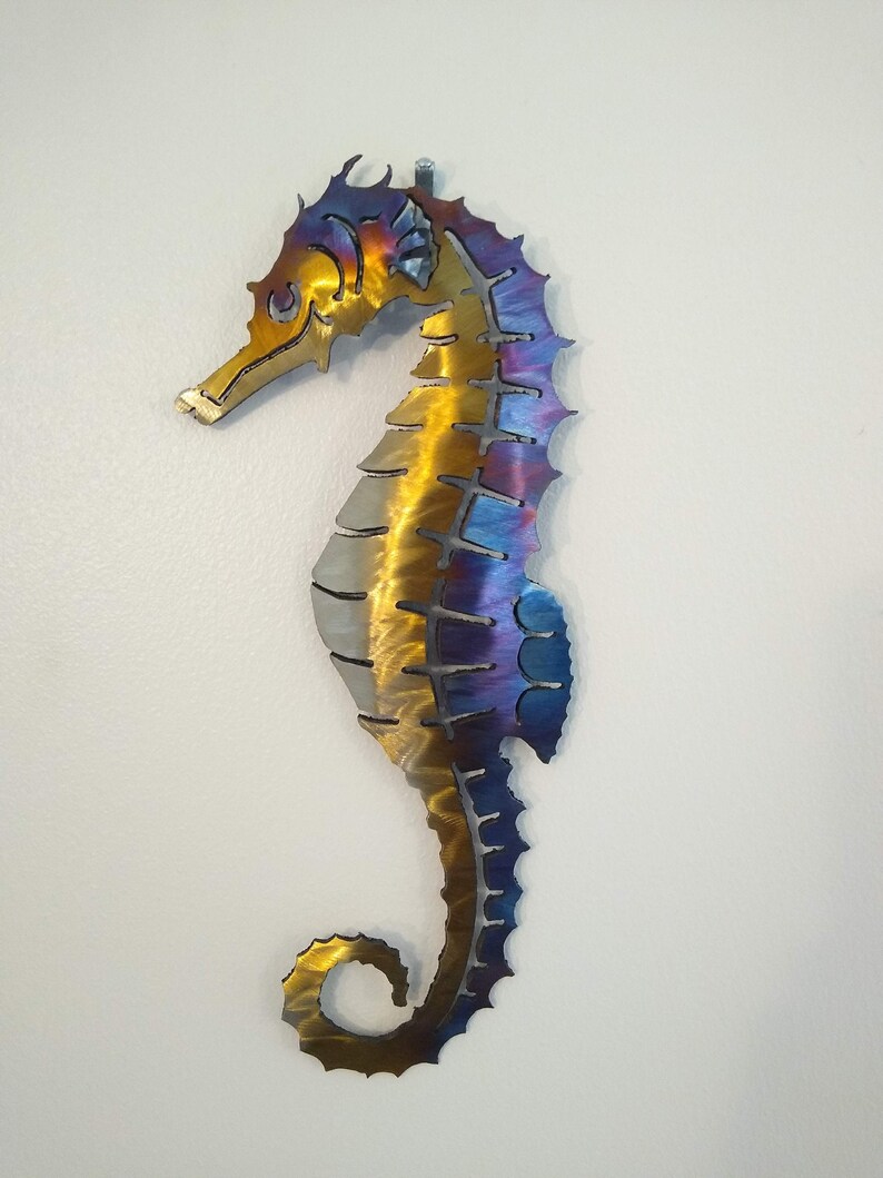 Seahorse Wall Metal Art Etsy
