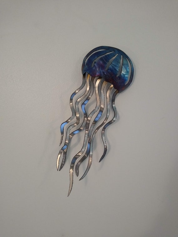 Wet felted Wall Hanging Two Jellyfish wall art Wool Art Home Jelly fishDecor Wall Art Jellyfish Wall Hanging