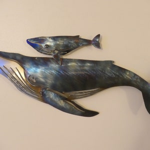 Humpback Whale and Calf Wall Metal Art image 1