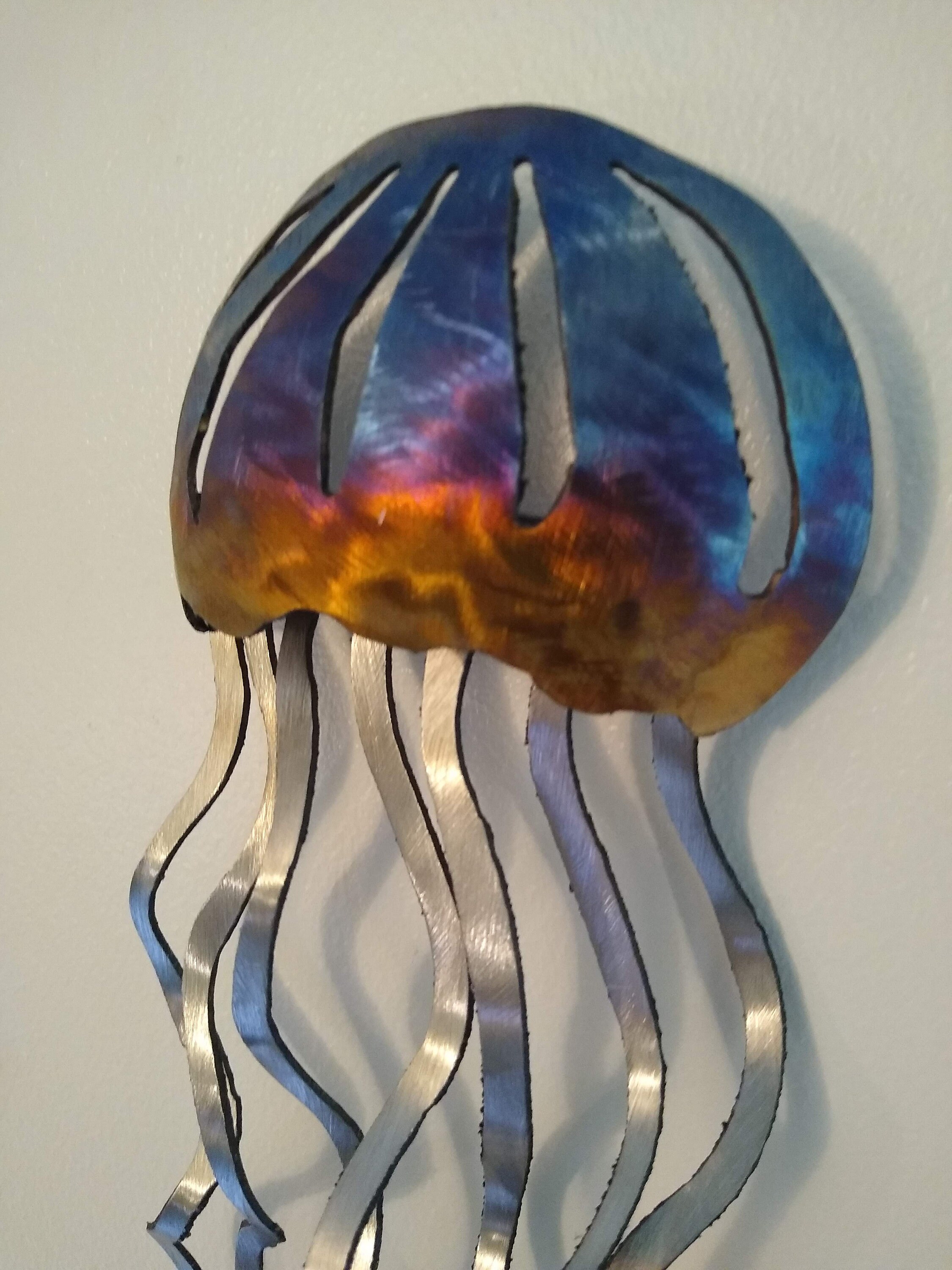 Jellyfish Wall Metal Art Etsy