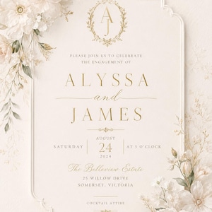 Customisable elegant engagement invitation set