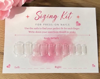 Kit de Tamanhos de Unhas Postiças | Encontre o Tamanho Perfeito | Kit de Amostras de Tamanhos de Unhas | Unhas Postiças Personalizadas