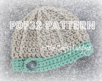 Patrón de gorro con textura y banda de botones - Patrón de gorro unisex - Descarga instantánea PDF32