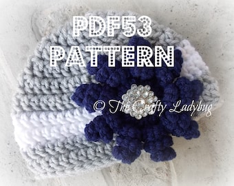 Gorro con flor de pétalos en espiral - PDF53 - Talla para recién nacido únicamente