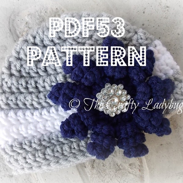 Squirly petal flower hat - PDF53 - newborn size only - crochet pattern - instant download