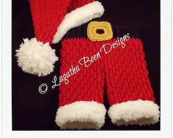 Conjunto de Papá Noel texturizado - pantalón y gorro - patrón de crochet - talla recién nacido únicamente - PDF58 descarga instantánea