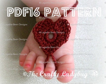 Heart barefoot baby sandals - crochet pattern for newborn to toddler sizes - PDF16