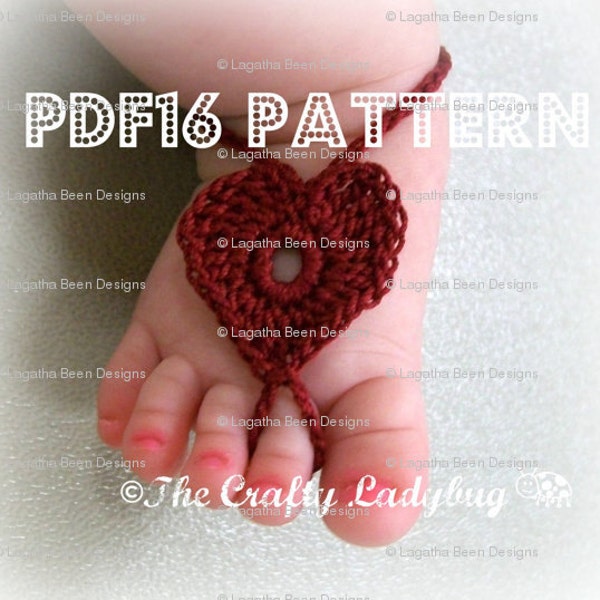 Heart barefoot baby sandals - crochet pattern for newborn to toddler sizes - PDF16