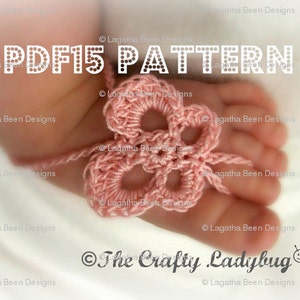 Butterfly barefoot baby sandals - crochet pattern for newborn to toddler sizes - PDF15 digital download