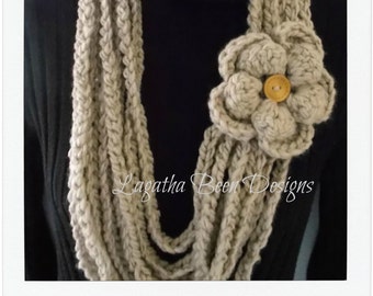 Chain loop flower scarf pattern - PDF61 - instant download