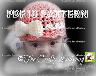 Gorro con lazo - Patrón de crochet - Incluye 8 tallas - Desde recién nacido hasta adulto - Descarga digital PDF18