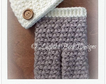 Brendan hat and pants pattern set - chunky pants crochet pattern - newborn size only- instant download