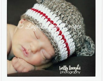 Plain and simple monkey hat crochet pattern - 6 sizes - for boys and girls - PDF1