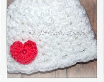 Patrón de gorro de bebé Kayla - Patrón de gorro de bebé grueso - Gorro de bebé para el día de San Valentín - 3 tamaños - Descarga instantánea PDF62