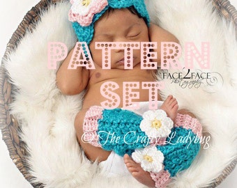 Hat and leg warmer crochet pattern set - PDF47 and PDF47a digital downloads - Snuggle Up pattern set