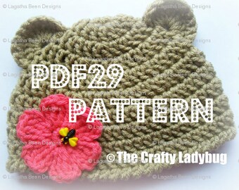 Patrón de gorro de oso fácil de tejer para niños y niñas, desde recién nacidos hasta tallas 4T - PDF29